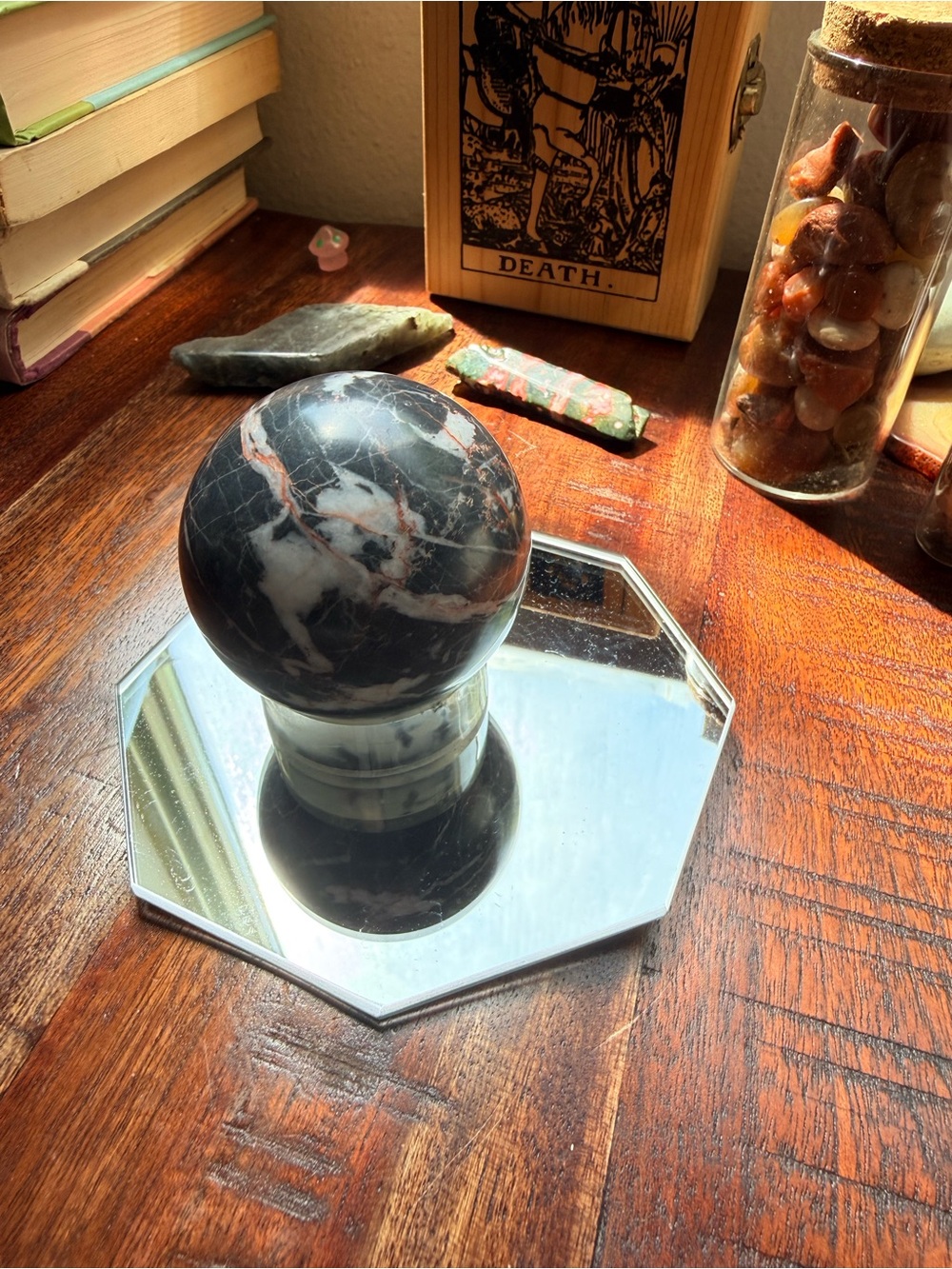 ✨ Natural Polished Spiderweb (Brecciated) Jasper Sphere • 299 g • 59 mm